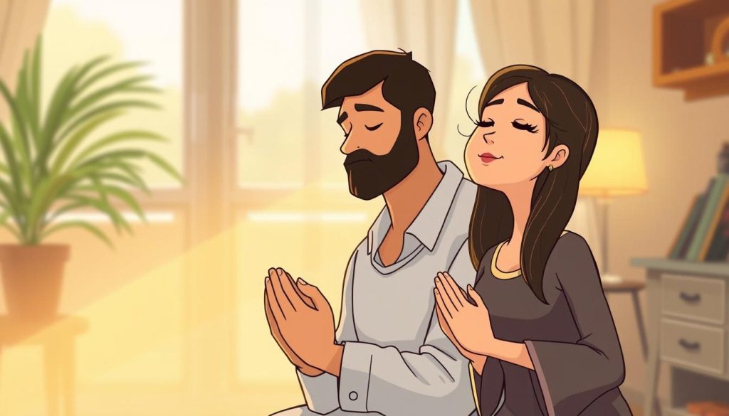 Christian couple praying together