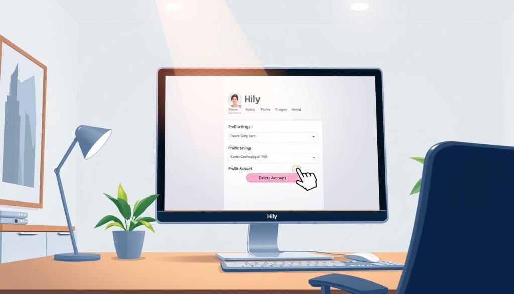 delete Hily account on desktop