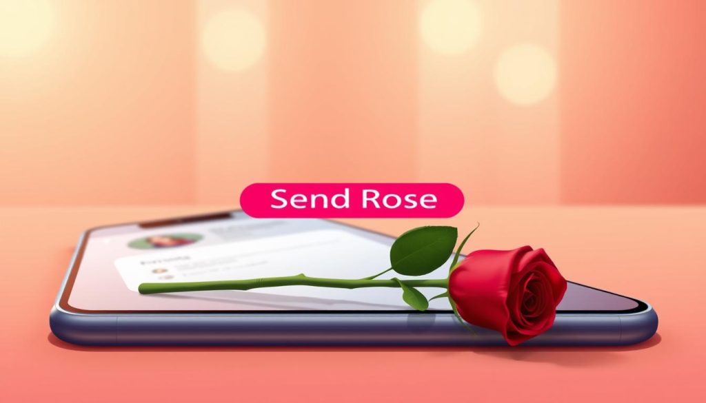 Sending rose from dating app interface