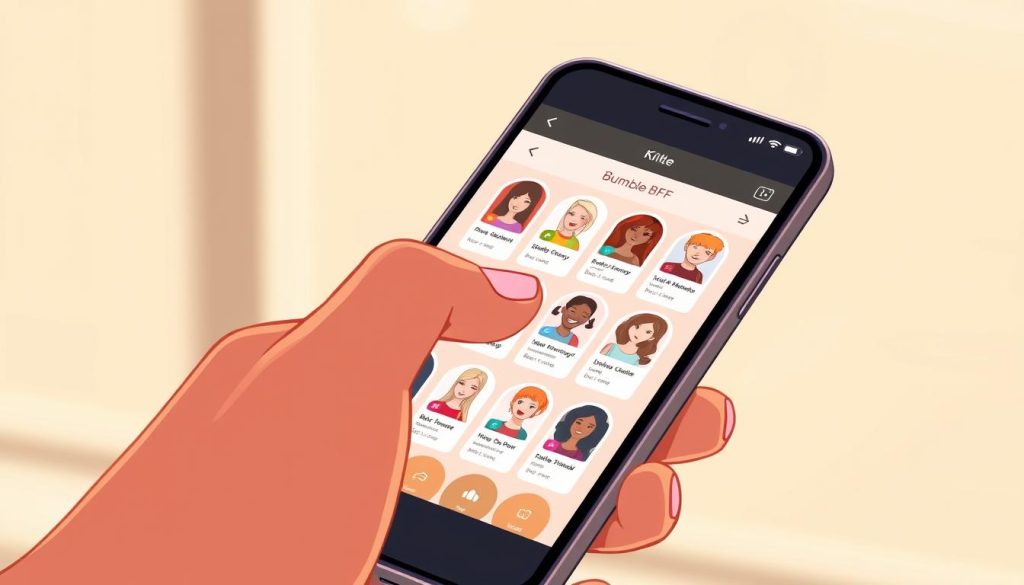 Bumble BFF user interface and swiping process