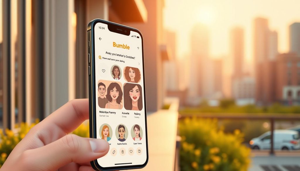Bumble app interface for queer women Bumble app interface for queer women