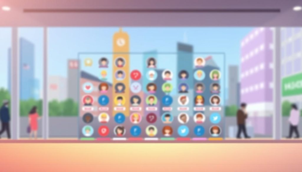 grid interface showing nearby users