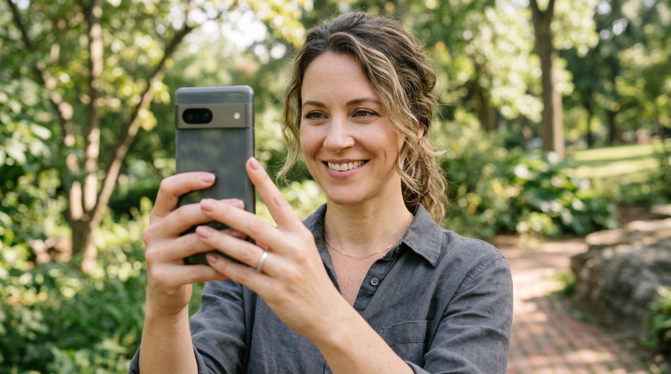 A close-up of adjusting portrait mode settings on a smartphone screen
