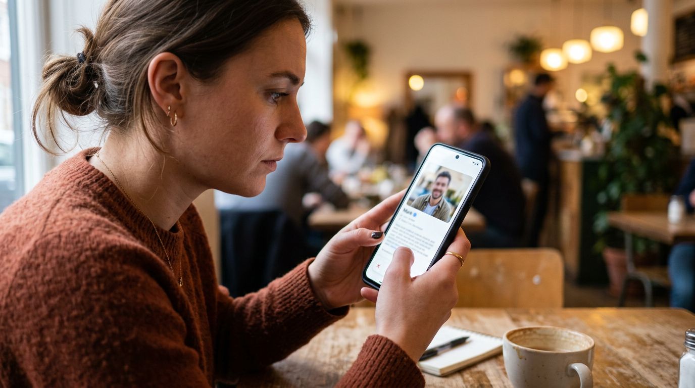 A secure smartphone with a shield icon displaying safe dating practices