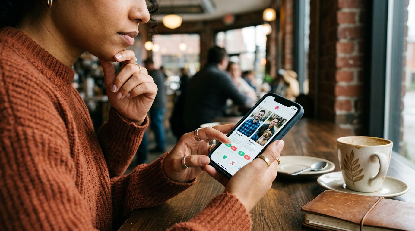 A comparison of casual phone selfies versus polished AI-generated dating photos