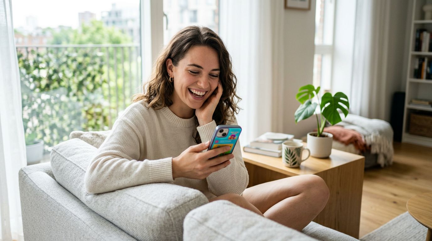 Man looking relaxed while browsing smartphone